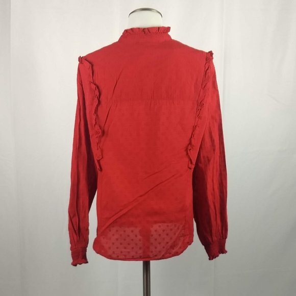 NWT H&M L.O.G.G Size 4 Red Blouse Top Shirt Tunic - Picture 4 of 12